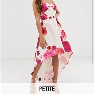 Chi Chi London Petite printed mini prom skater bandeau dress in floral